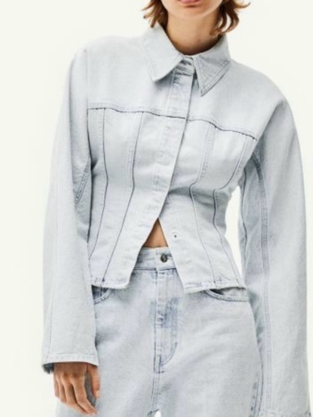 H&M Pale Blue Fitted Denim Jacket